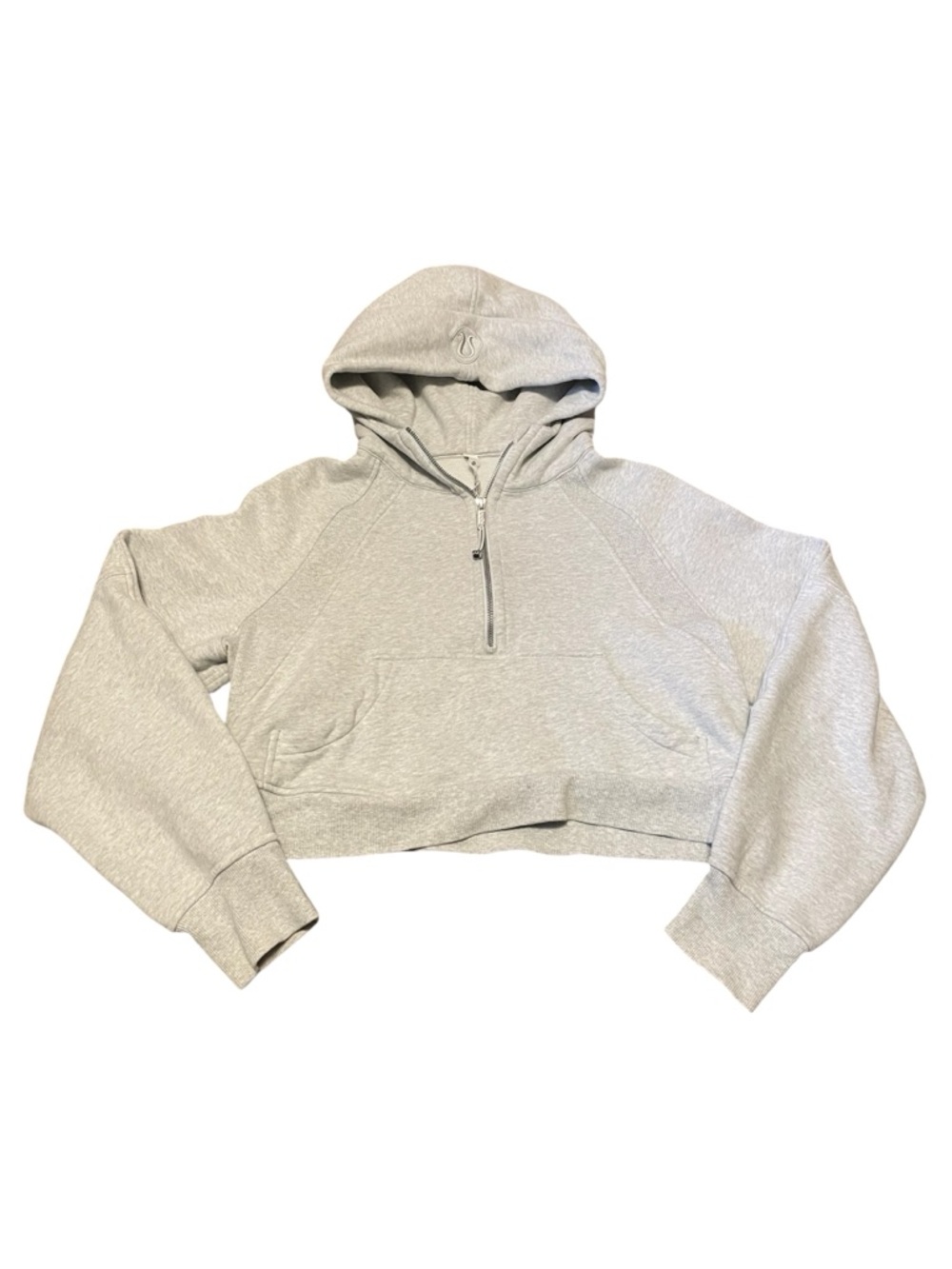 Lululemon Cropped Light Gray Hooded Pullover Scuba Sweater Size XS